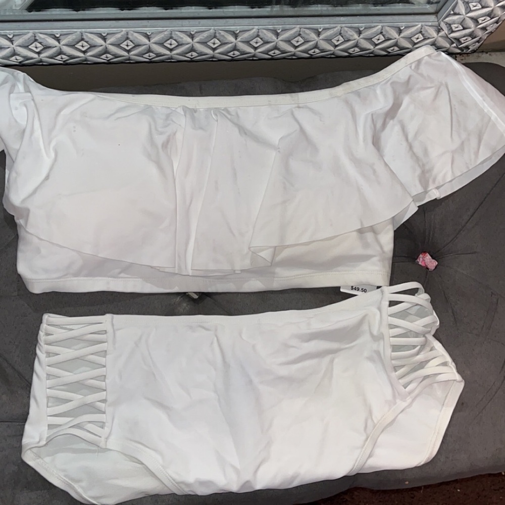 White off the shoulder bikini